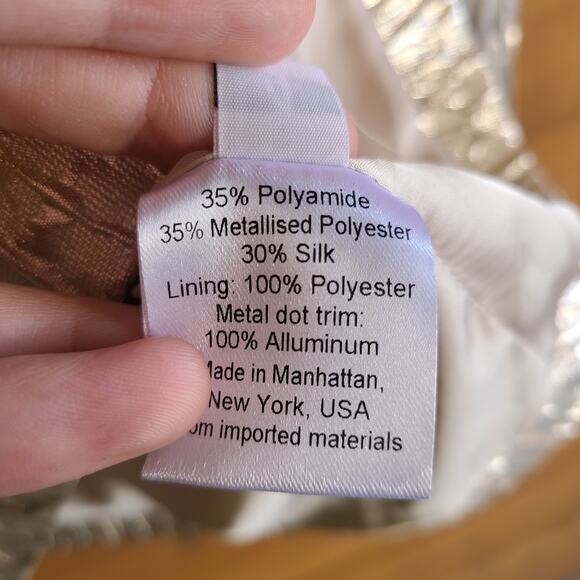 Rachel Comey Bar Textured Top in Champagne Size 4 Metallic Crinkle Puff Sleeve - Picture 8 of 10